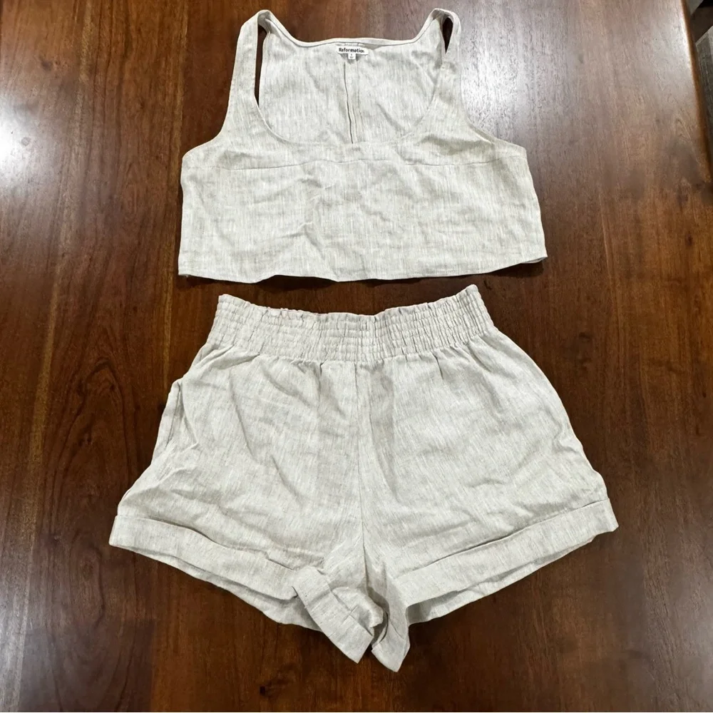 Reformation 100% Linen Set Top Costal Summer Capsule Natural Fiber‎ Size 6